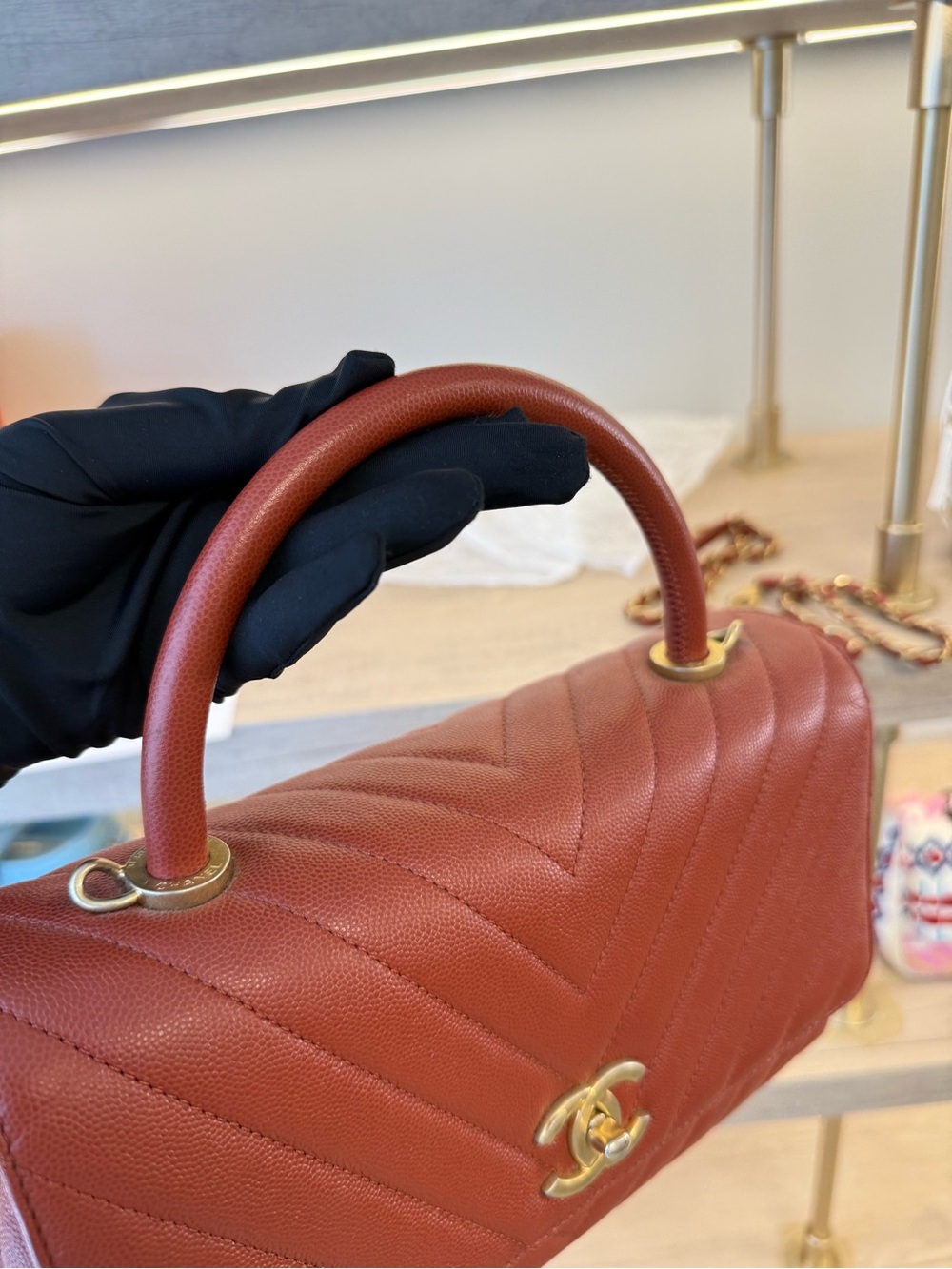 ❌SOLD❌Chanel Quilted Top Handle Bag in Deep Red - Picture 11 of 17